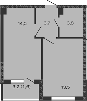 2-комн., 35.2 м², 2/4 этаж, ЖК «Дзенпарк»
