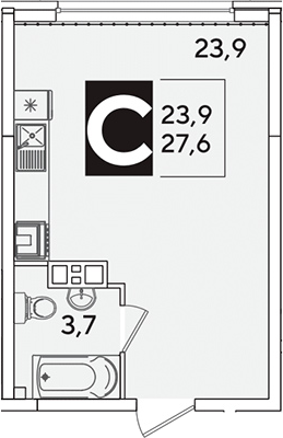Продается 1-комн. квартира, 27.6 м²