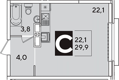 Продается 1-комн. квартира, 29.9 м²