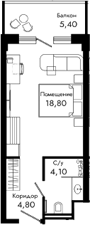 Студия, 27.7 м², 7/8 этаж, ЖК «Курортный отель Алеан Селект Агой»