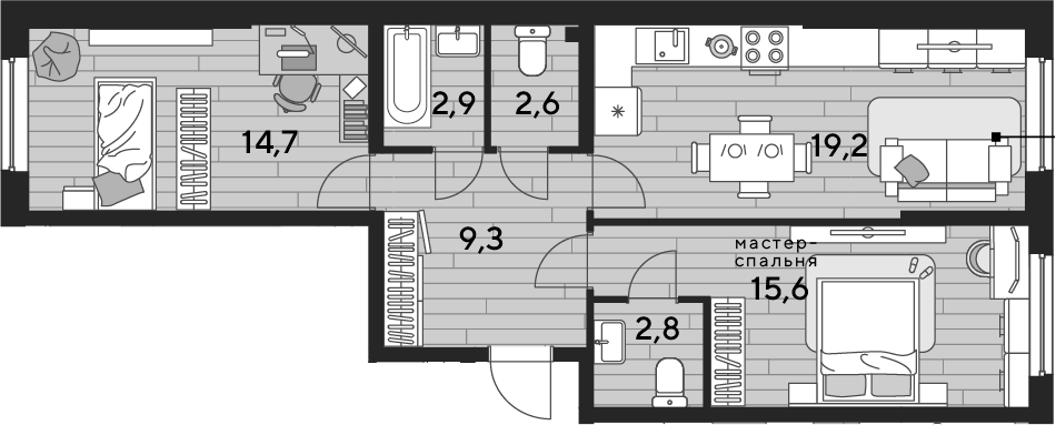 Продается 2-комн. квартира, 67.1 м²