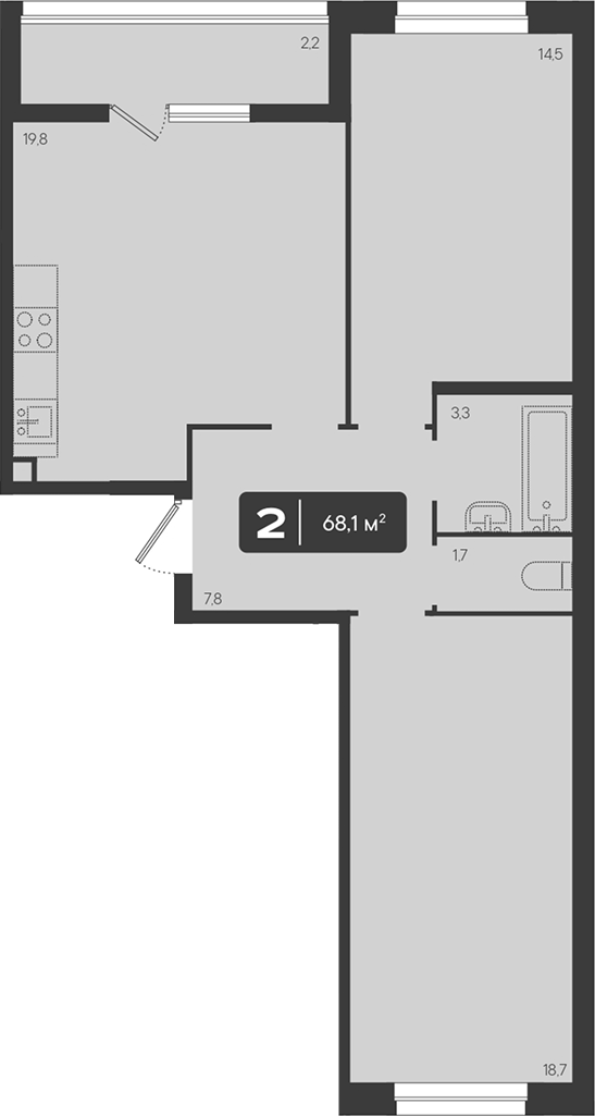 Продается 2-комн. квартира, 65.9 м²