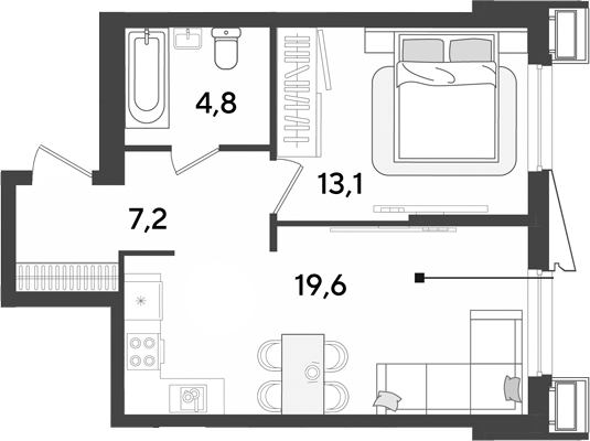 Продается 2-комн. квартира, 44.7 м²