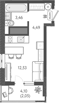 Студия, 20.48 м², 2/18 этаж, ЖК «Теплые края»