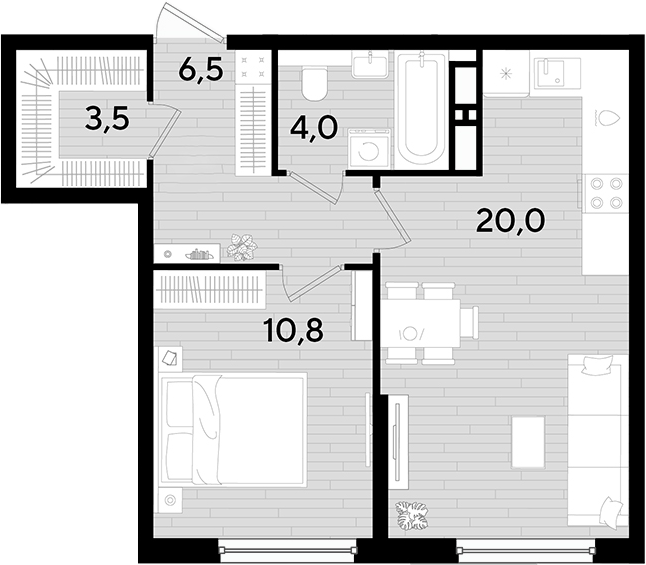 Продается 1-комн. квартира, 44.8 м²