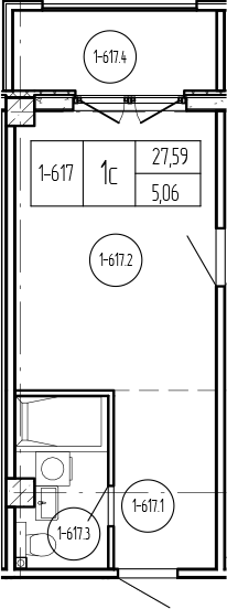 Студия, 27.6 м², 5/9 этаж, ЖК «Лучи»