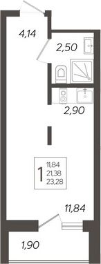 Студия, 21.38 м², 3/19 этаж, ЖК «Кислород»