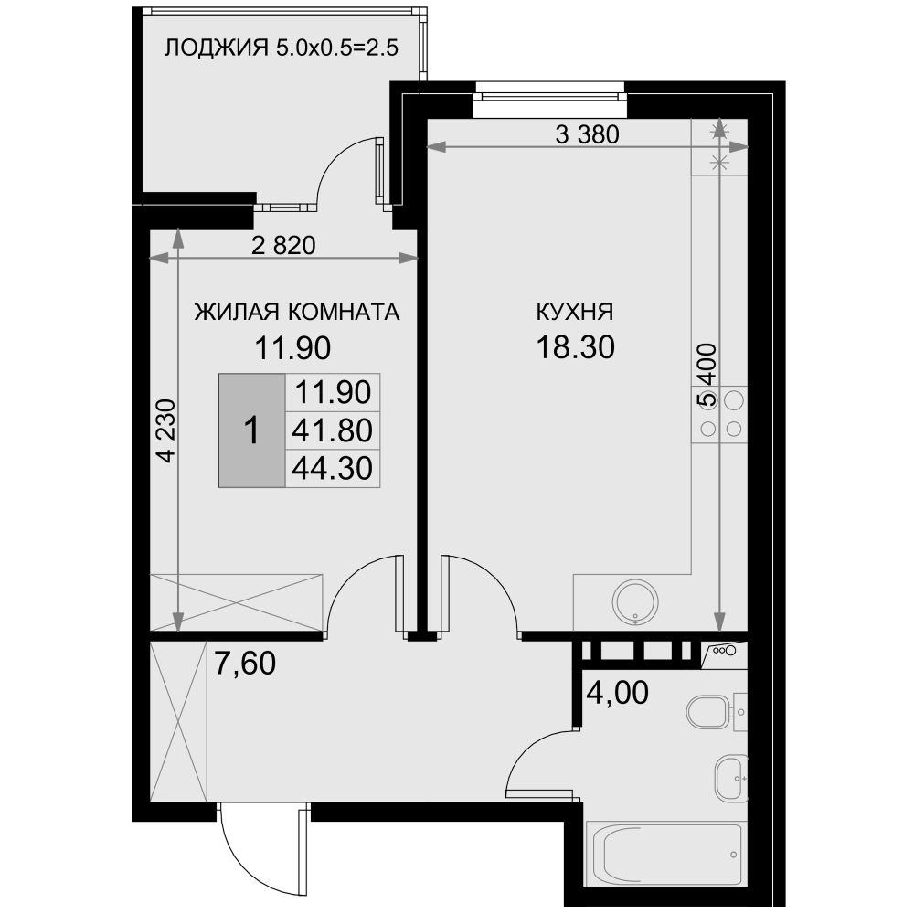 Продается 2-комн. квартира, 41.8 м²