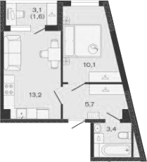 Продается 1-комн. квартира, 32.4 м²