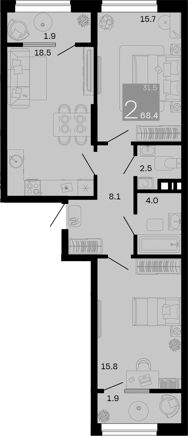 2-комн. Хозяин Морей