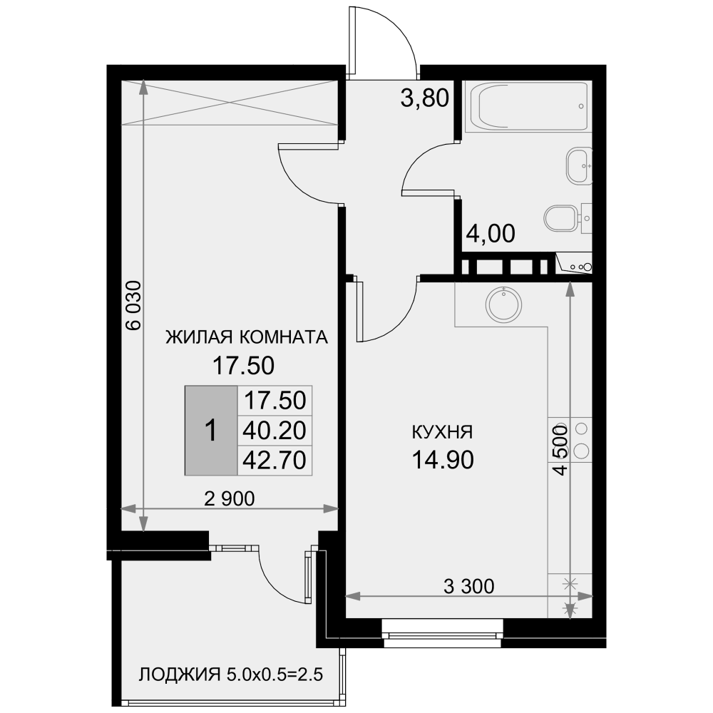Продается 1-комн. квартира, 38.7 м²
