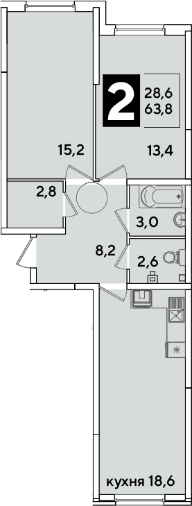 Продается 3-комн. квартира, 63.8 м²