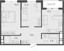 Продается 2-комн. квартира, 57.7 м²