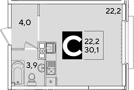 Продается 1-комн. квартира, 30.1 м²