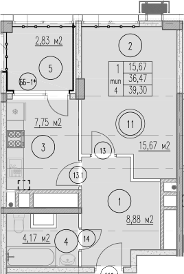 1-комн., 36.47 м², 2/10 этаж, ЖК «Agoy Park Residence by Lavicon»