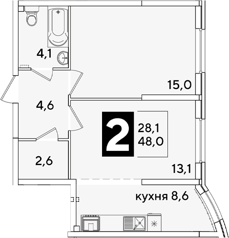 Продается 2-комн. квартира, 48 м²
