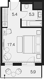 Студия, 28.1 м², 3/4 этаж, ЖК «Benefit Sky Breeze Sochi»
