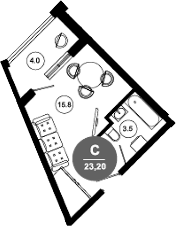 Студия, 19.3 м², 3/10 этаж, ЖК «Гостиничный комплекс GREENMONT»