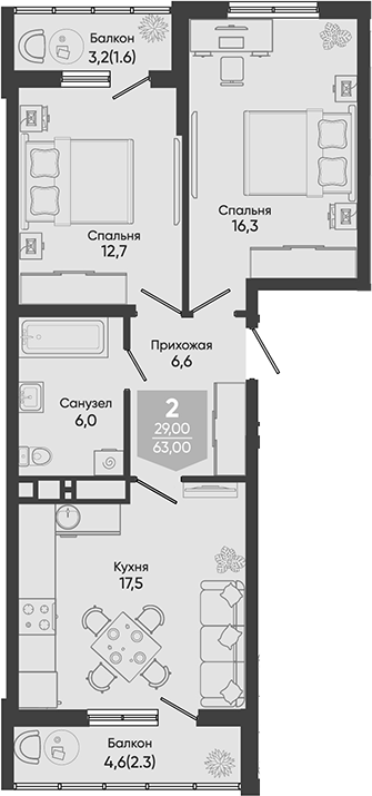 3-комн. Облака
