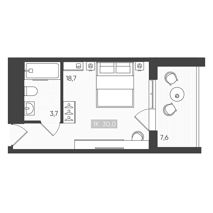 Студия, 22.4 м², 2/6 этаж, ЖК «Палаццо Де Агой»