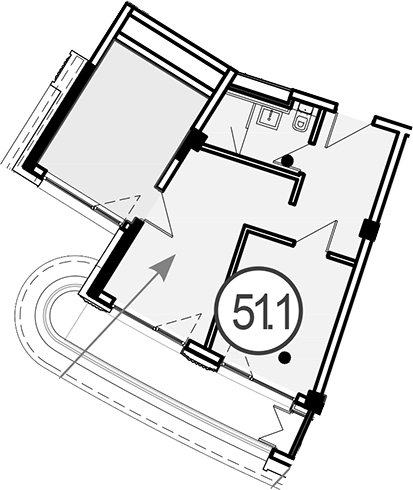 Объект, 51.1 м², 4/4 этаж, ЖК «Гостиничный комплекс GRAND CASCADE»