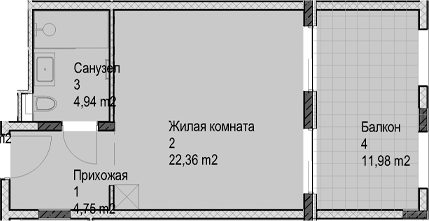 Студия, 32 м², 4/6 этаж, ЖК «Гостиничный комплекс Николай 1»