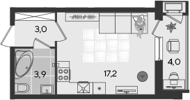 Студия, 24.1 м², 2/24 этаж, ЖК «Рекорд»