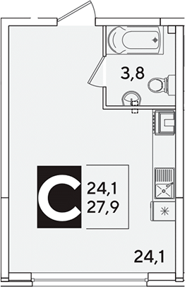 Продается 1-комн. квартира, 27.9 м²
