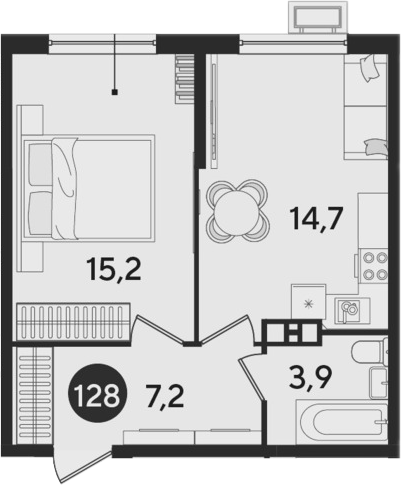 2-комн., 41 м², 8/9 этаж, ЖК «Парк Победы»