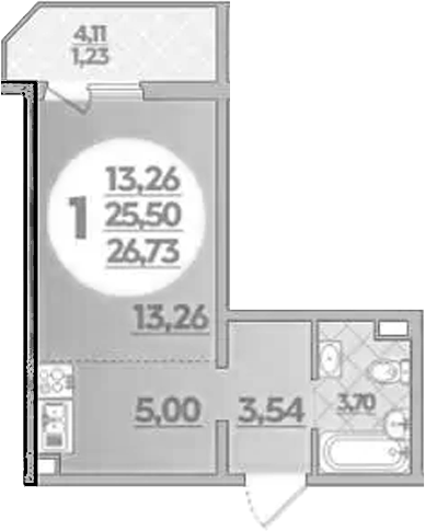Студия, 25.5 м², 1/8 этаж, ЖК «Молодежный 2»