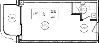 Продается 1-комн. квартира, 26.75 м²