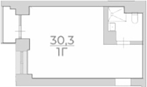 Студия, 30.3 м², 2/4 этаж, ЖК «Комплекс Luciano»