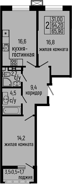 2-комн. Звезды