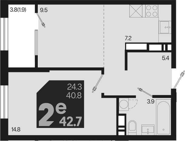 Продается 2-комн. квартира, 40.8 м²