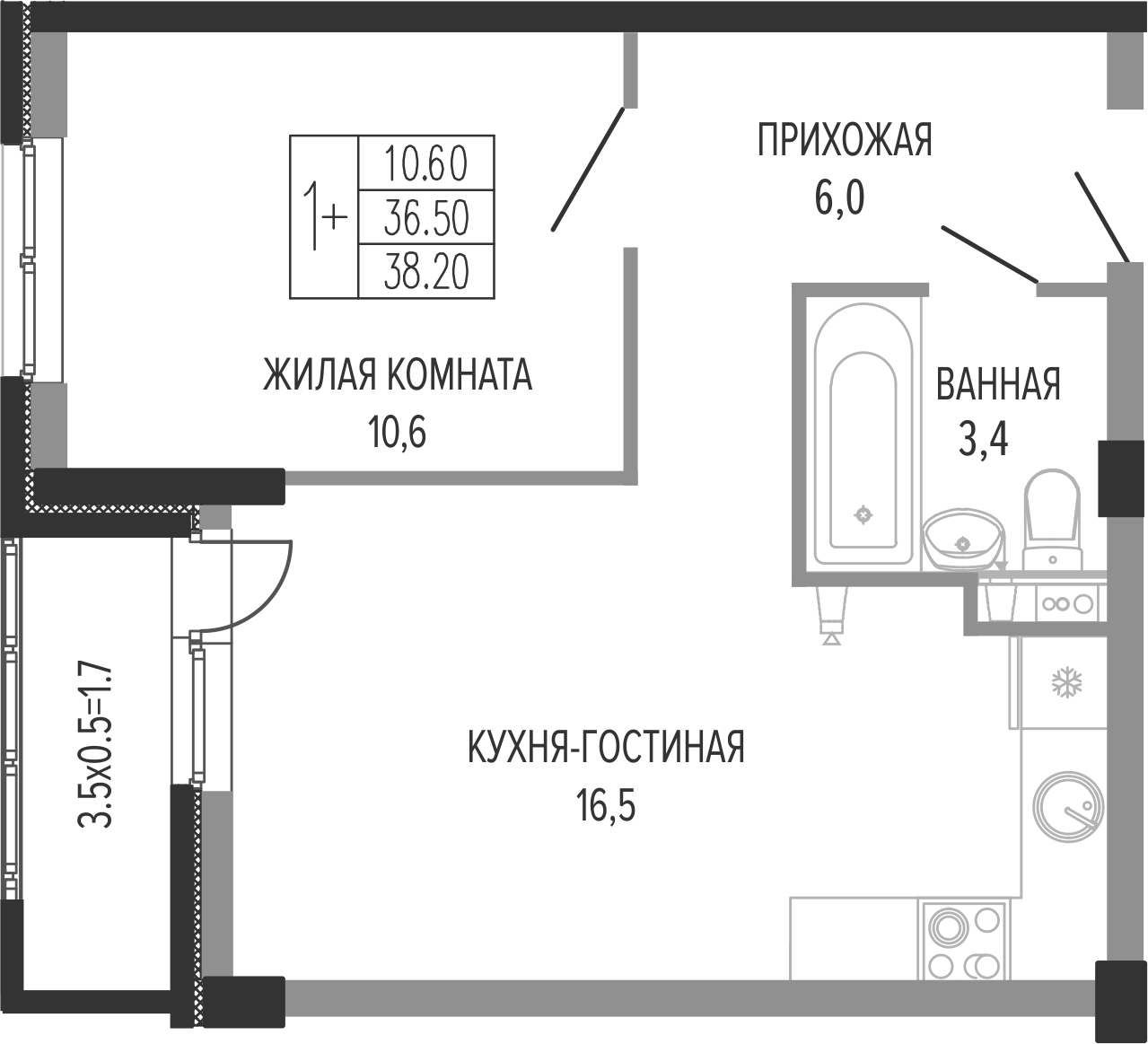 Продается 2-комн. квартира, 37.55 м²