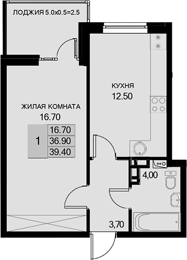 Продается 1-комн. квартира, 36.9 м²
