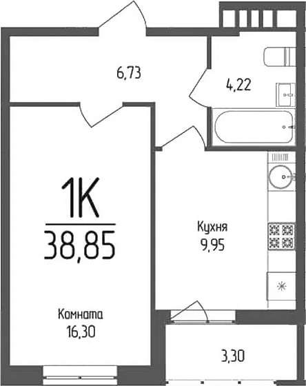 Продается 1-комн. квартира, 37.2 м²