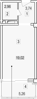 Студия, 25.72 м², 4/7 этаж, ЖК «Гостиничный комплекс Скайвиль»