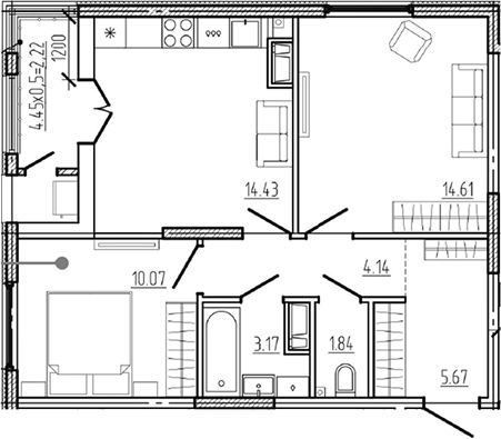 Продается 2-комн. квартира, 53.93 м²