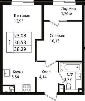 Продается 2-комн. квартира, 36.4 м²