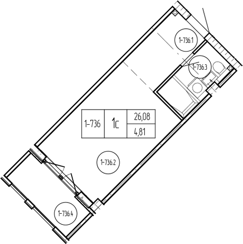 Продается 1-комн. квартира, 26.08 м²