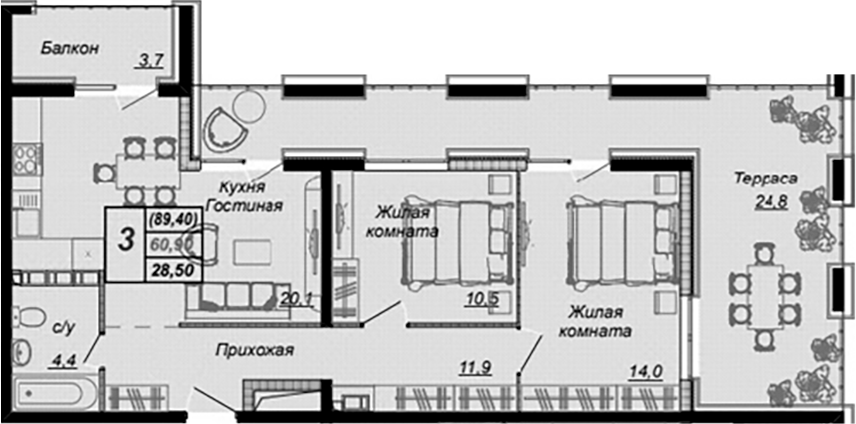 2-комн. Чайные Холмы