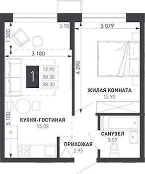 1-комн. Иначе в Молодежном