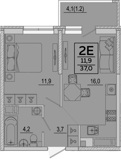 Продается 2-комн. квартира, 35.8 м²