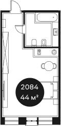 Объект, 43.59 м², 2/4 этаж, ЖК «Резиденция Волна»