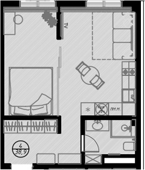 Студия, 38.7 м², 2/7 этаж, ЖК «Оливия»