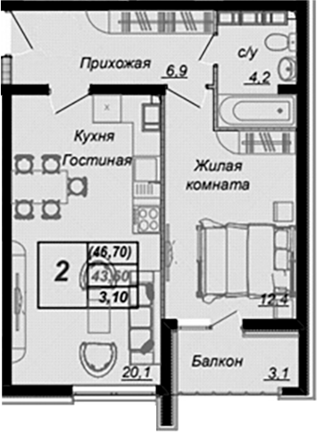 1-комн. Чайные Холмы