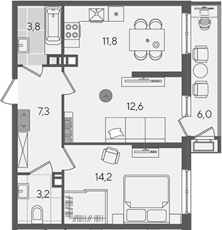 Продается 2-комн. квартира, 52.9 м²