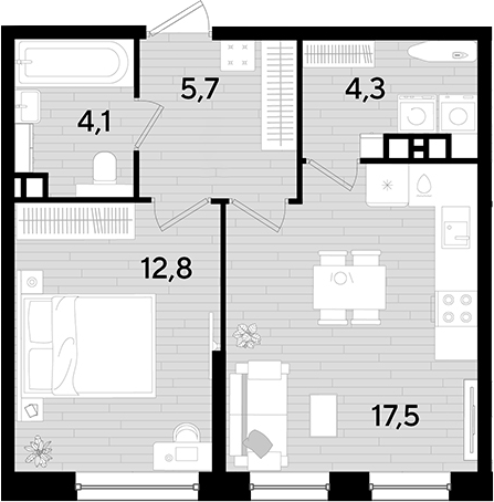 Продается 1-комн. квартира, 44.4 м²