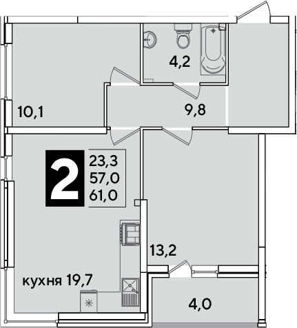 Продается 3-комн. квартира, 57 м²